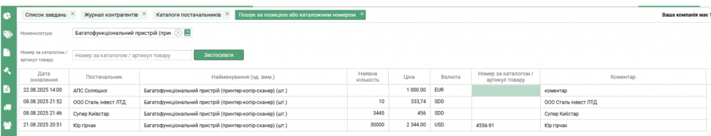каталоги в АПС Тендер